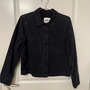 Anine Bing Minimalist Black Button-Front Denim Women’s Jacket - size M